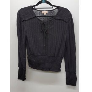Bloomfield Black Smocked Blouse Small